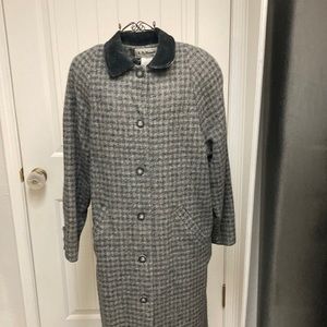 L.L. Bean Vintage Long Tweed Wool Coat Med EUC